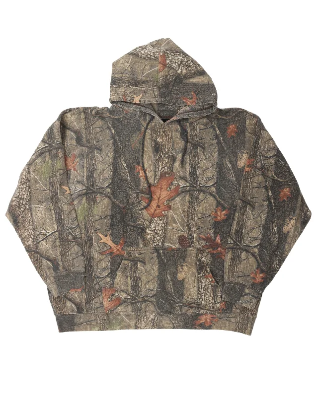 Tree Camouflage Hoodie Hoodie with Slit Hem Functional Movement