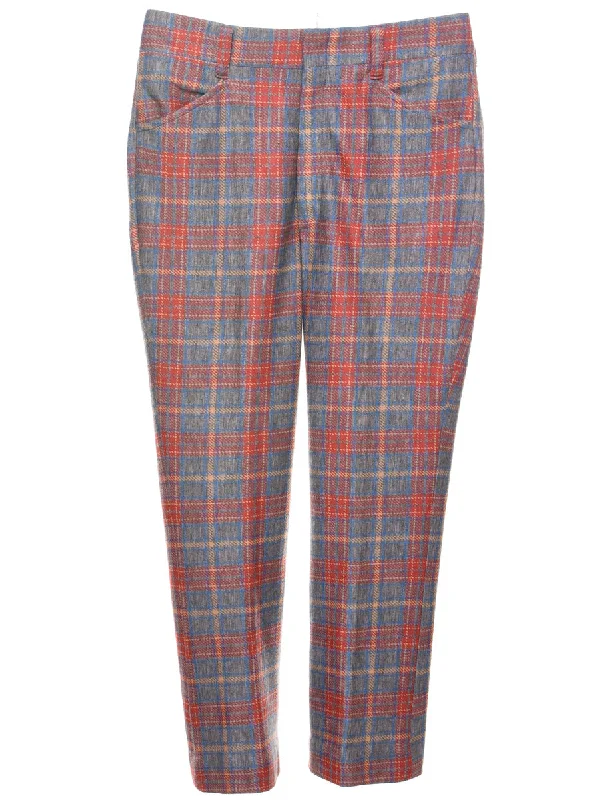 Checked Pattern Trousers - W35 L26 Trousers chic elegant