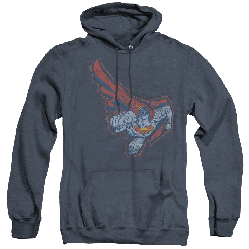 Superman Scribble & Soar - Heather Pullover Hoodie Cowl Neck Pullover
