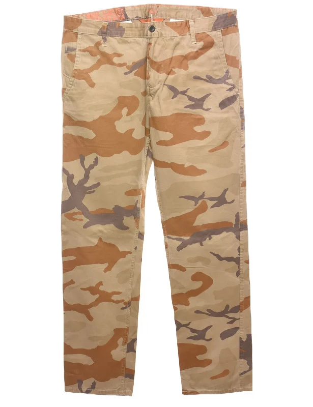 Camouflage Print Cargo Trousers - W37 L31 Trousers Essential Wardrobe