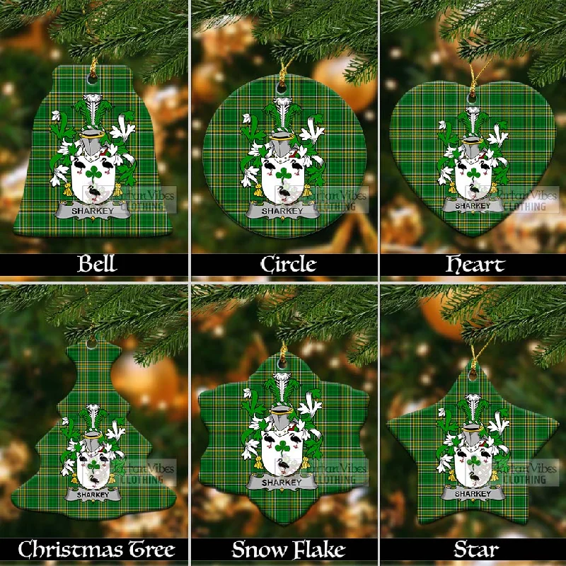 Sharkey Irish Clan Tartan Christmas Ceramic Ornament with Coat of Arms Stole Shawl Scarf Sharkey Irish Clan Tartan Christmas Ceramic Ornament with Coat of Arms Stole Shawl Scarf