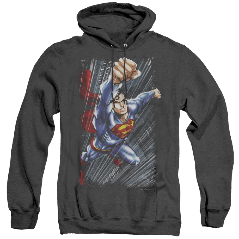 Superman Faster Than - Heather Pullover Hoodie Three Quarter Sleeve
