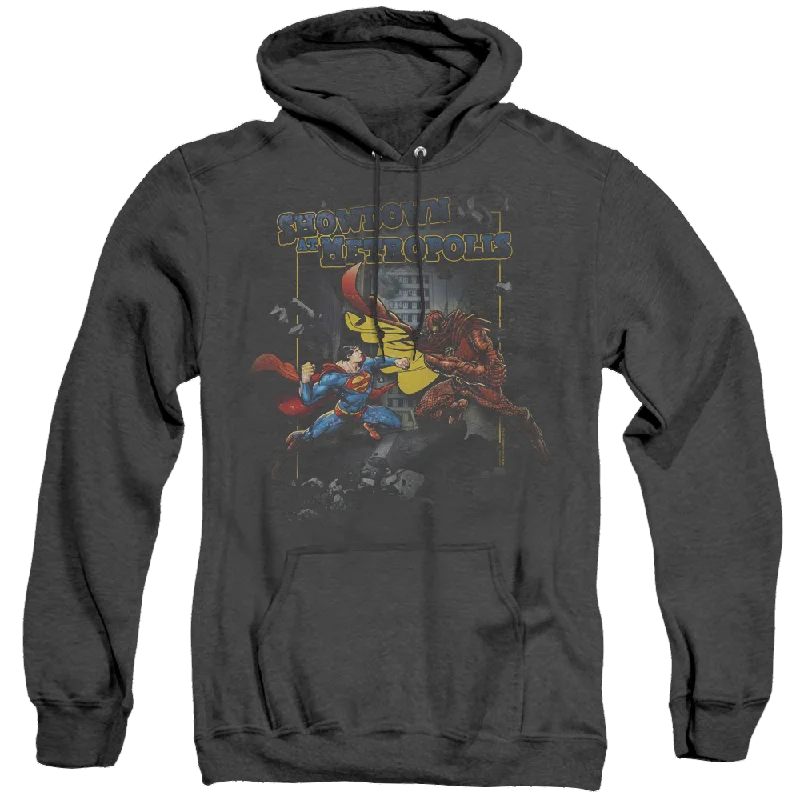 Superman Showdown - Heather Pullover Hoodie Ruffle Neck Pullover