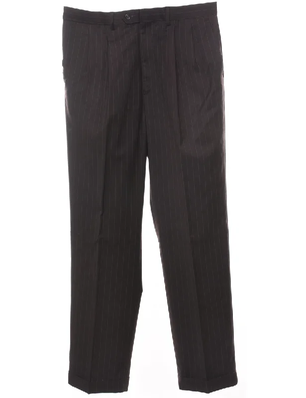 Chaps Black Striped Trousers - W34 L31 Trousers Cargo pockets
