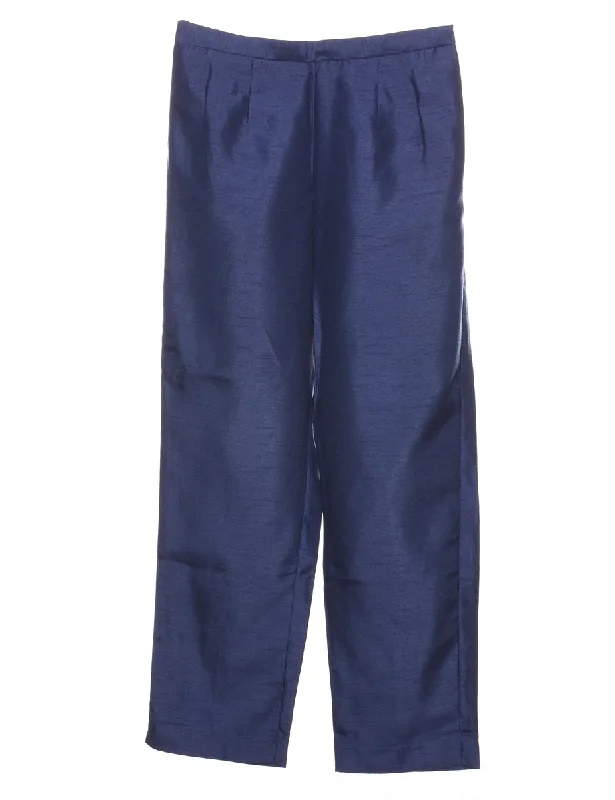 Classic Navy Trousers - W27 L27 Trousers Denim Distressed