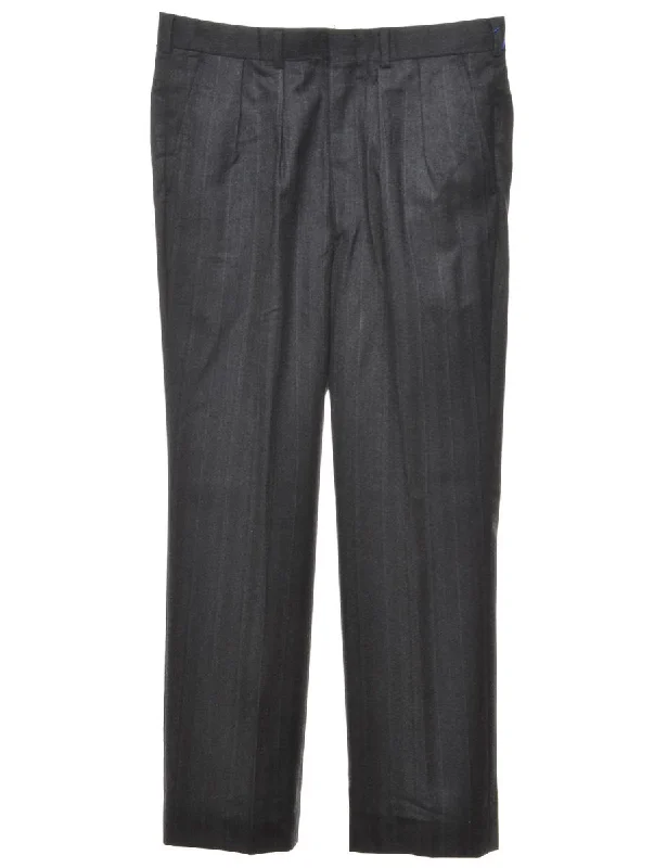 Classic Dark Grey Trousers - W32 L28 Trousers Leather Faux