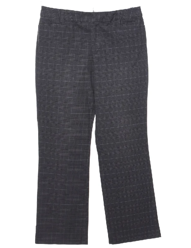 Checked Dark Grey Trousers - W34 L31 Trousers Satin Smooth