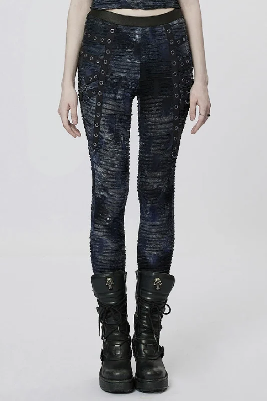Slim Ripped Tie-dyed Metal Loop Women's Steampunk Leggings 2 Colors Fashionable Seamless Leggings Slim Ripped Tie-dyed Metal Loop Women's Steampunk Leggings 2 Colors Fashionable Seamless Leggings