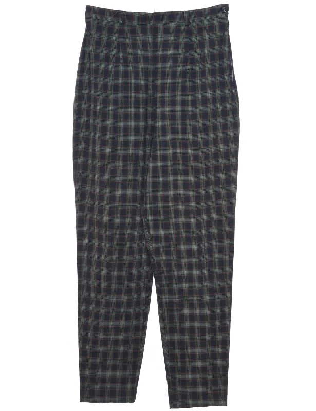 Checked Trousers - W28 L30 Trousers Elastic Waist Soft