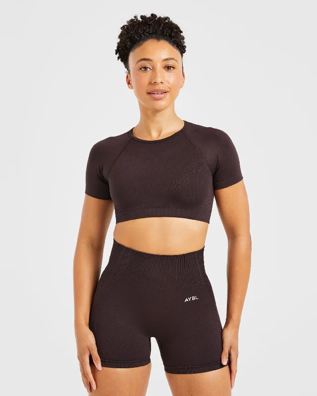 Balance V3 Seamless Crop Top - Dark Brown Polka Dot Checkered Tartan
