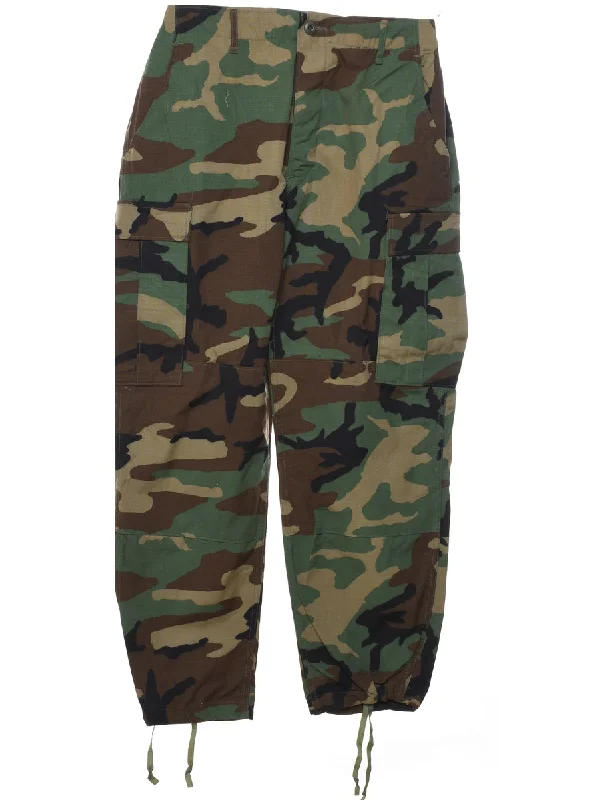 Camouflage Print Y2K Style Cargo Trousers - W30 L30 Trousers fashionable trendy