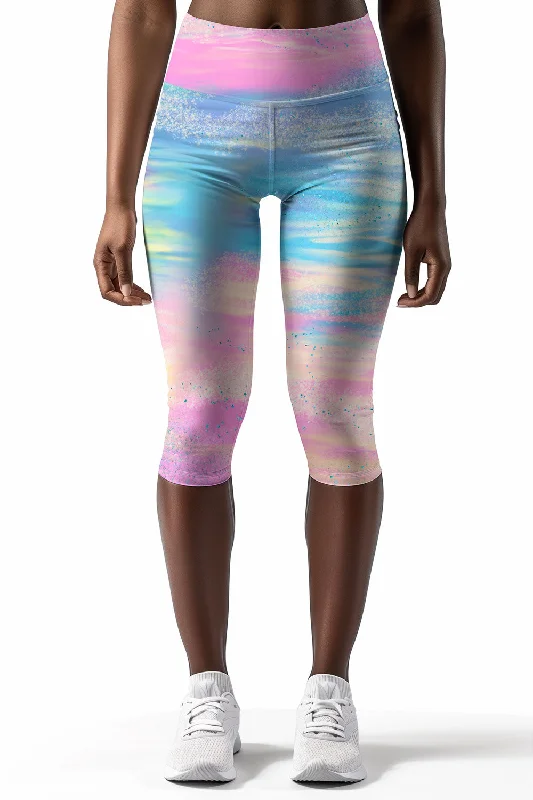 Milkshake Ellie Pink & Blue Performance Yoga Capri Leggings - Women Stylish Printed Sport Leggings Milkshake Ellie Pink & Blue Performance Yoga Capri Leggings - Women Stylish Printed Sport Leggings