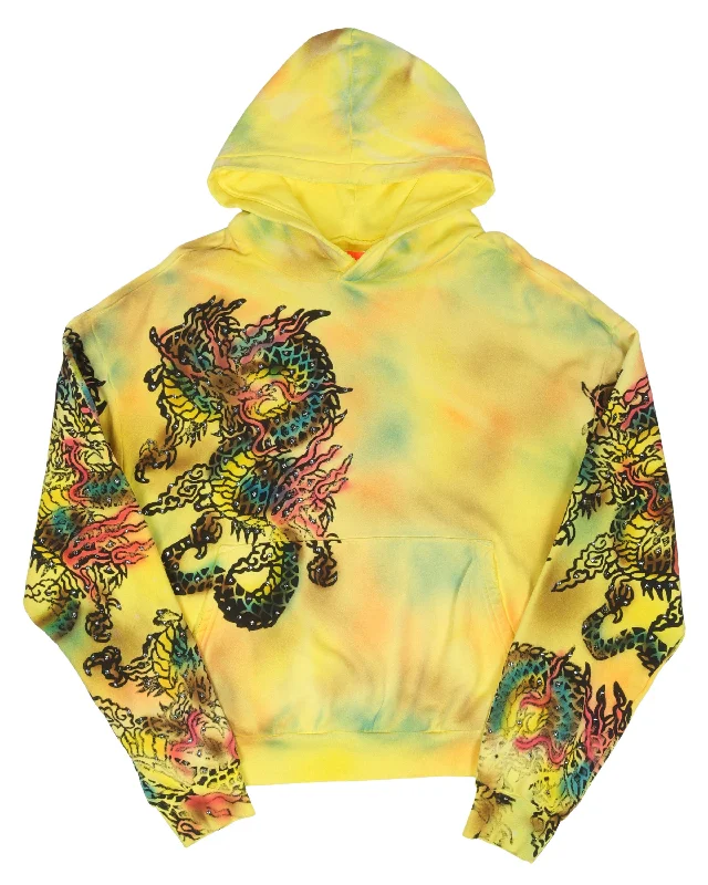 Rhinestone Dragon Hoodie Hoodie with Pattern Geometric Abstract