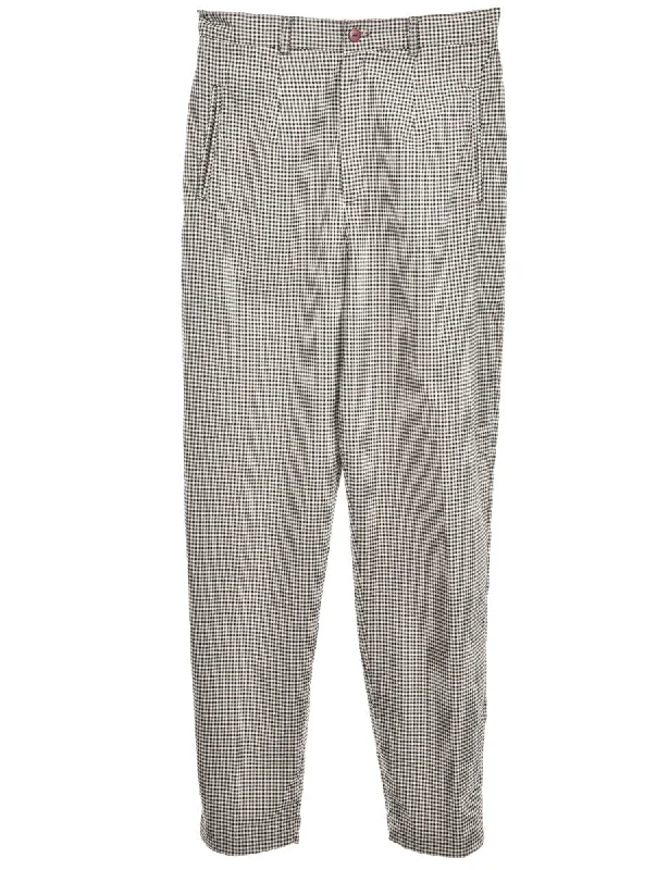 Checked Trousers - W28 L30 Chinos Cotton Straight Leg