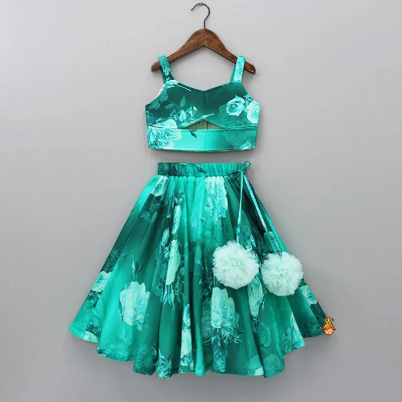 Pre Order: Vibrant Floral Printed Green Stylish Crop Top And Lehenga Nylon Fabric Polyester Fabric Spandex Fabric Pre Order: Vibrant Floral Printed Green Stylish Crop Top And Lehenga Nylon Fabric Polyester Fabric Spandex Fabric