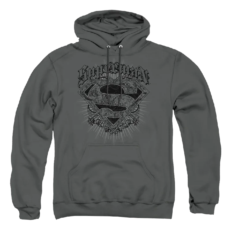 Superman Scrolling Shield - Pullover Hoodie Shawl Collar Sweater