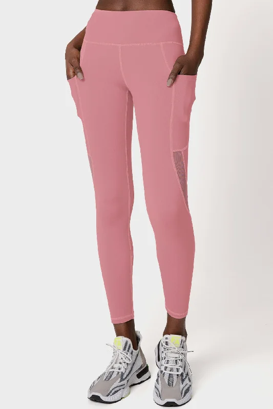Dusty Pink Cassi Workout Yoga Leggings with Mesh & Pockets - Women Fashionable Solid Color Tights Dusty Pink Cassi Workout Yoga Leggings with Mesh & Pockets - Women Fashionable Solid Color Tights