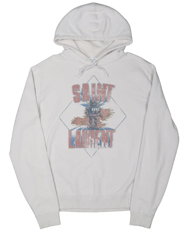 Robot Sweatshirt Hoodie with Ribbed Hem Stretchable Secure