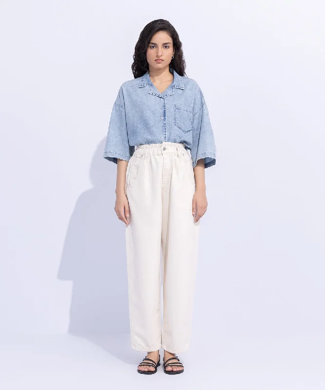 Twill Paper Bag Trousers Trousers Vintage Classic