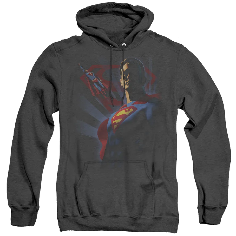 Superman Super Deco - Heather Pullover Hoodie Notched Neck Pullover
