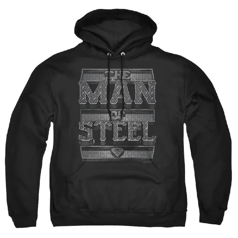 Superman Steel Text - Pullover Hoodie Fleece Warm Pullover