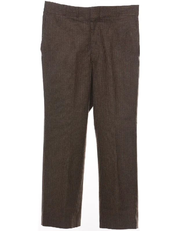 Brown Dogtooth Trousers - W30 L27 Trousers Plaid Checkered