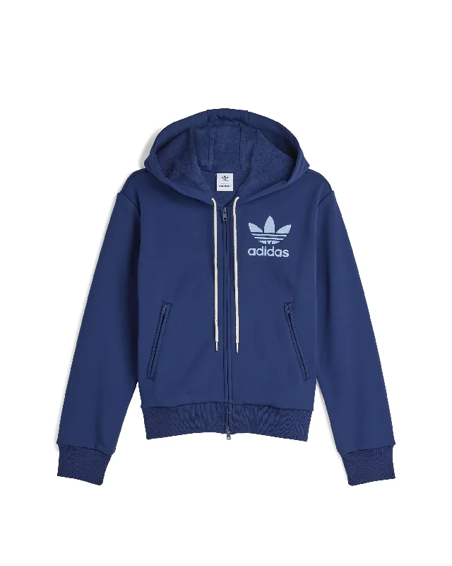 Wales Bonner Track Hoodie - Collegiate Navy Hoodie with Pastel Soft Subtle