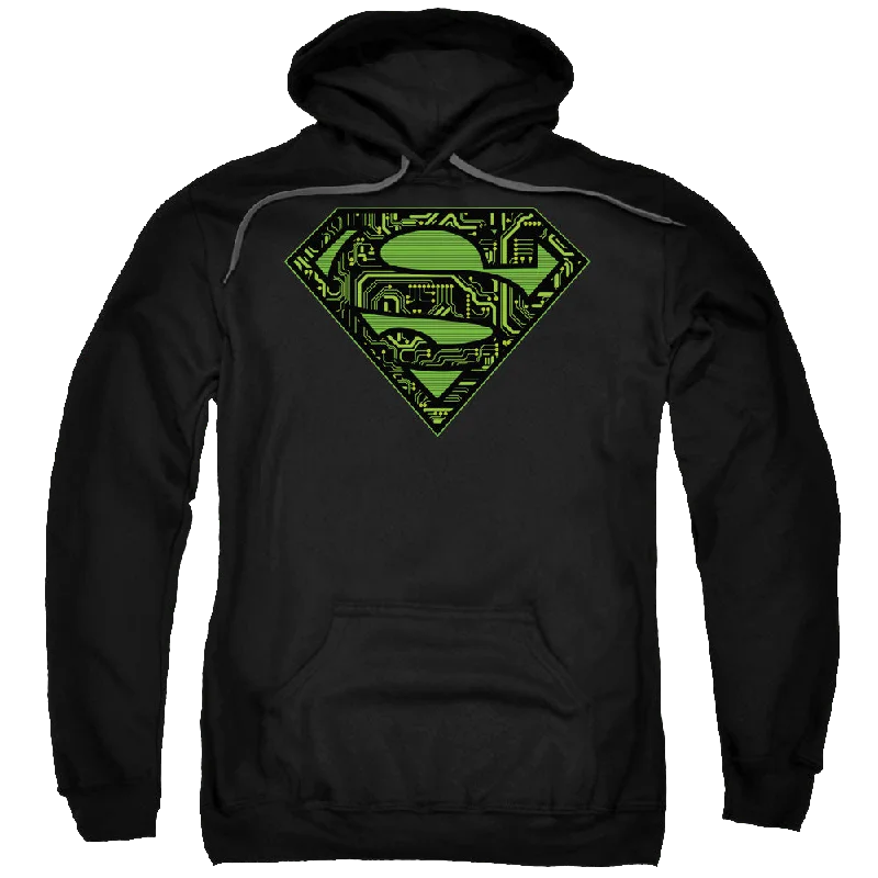 Superman Circuits Shield - Pullover Hoodie Cable Knit Chunky