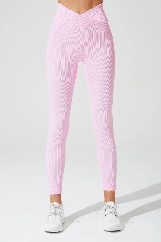 V Waist Ribbed Legging - Gilly Pink Comfortable Stretch Leggings