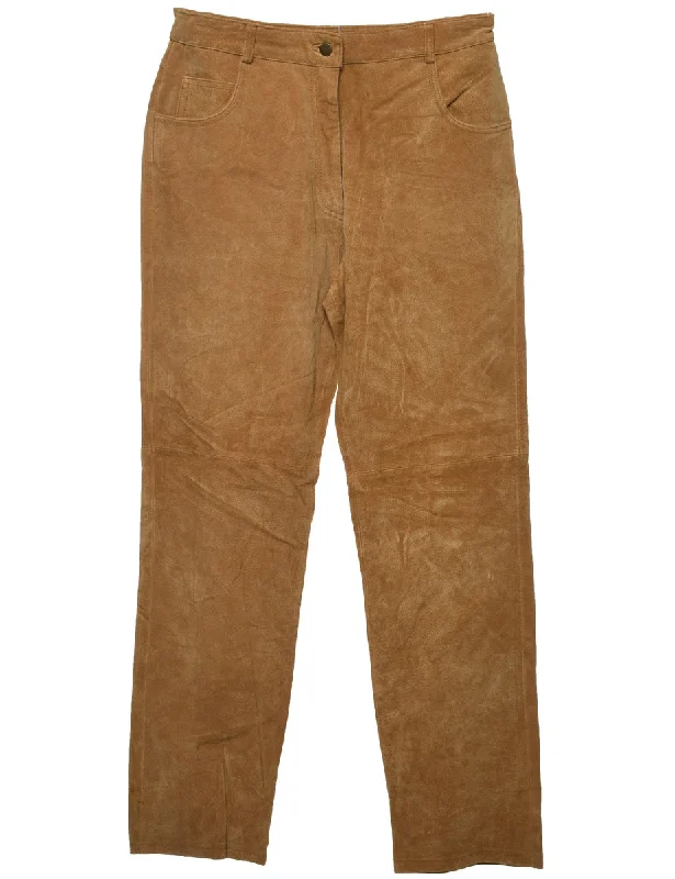 Brown Suede Trousers - W28 L30 Trousers Leisure Comfortable