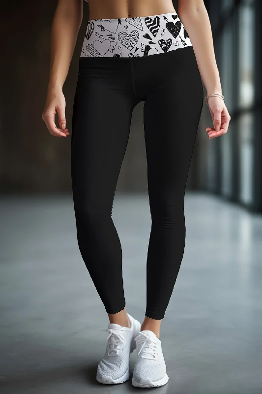 Me Enamoré Lucy Black Printed Waistband Leggings - Women Fashionable Moisture-Wicking Leggings Me Enamoré Lucy Black Printed Waistband Leggings - Women Fashionable Moisture-Wicking Leggings