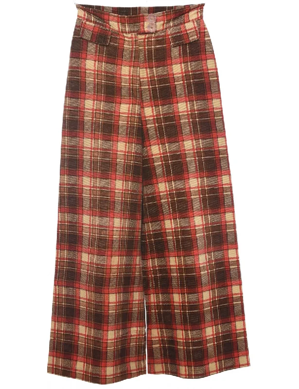 Checked Pattern Trousers - W27 L27 Trousers Winter Warm