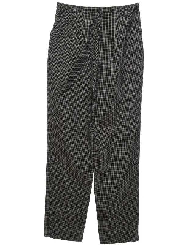 Checked Black & Off-White 1990s Trousers - W28 L31 Trousers Corduroy Warm