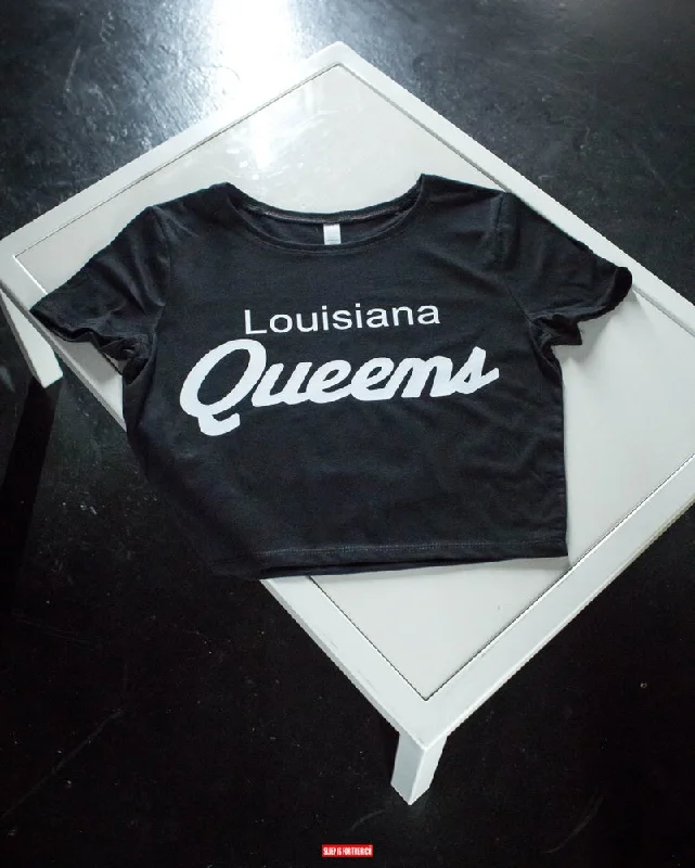 (Black) Louisiana Queens Crop Tops Real Fur Shearling Chenille