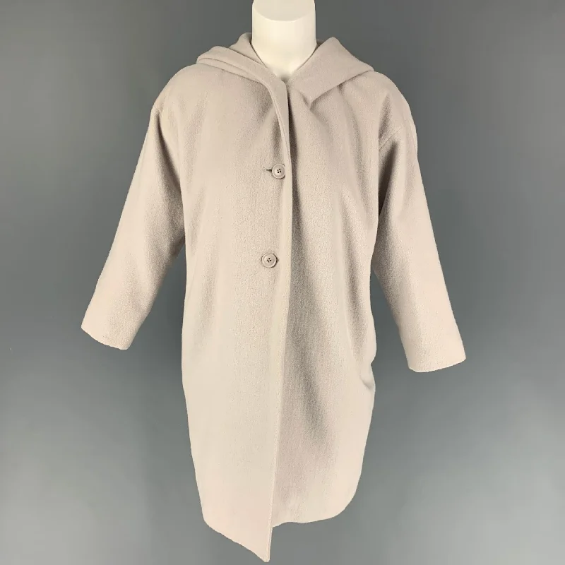 EVAM EVA Size S Dust Pink Wool Angora Hooded Coat Asymmetrical Diagonal princess