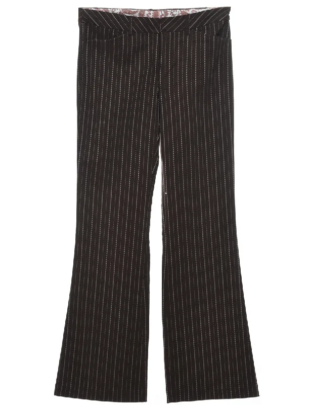 Brown Striped Flared Trousers - W30 L32 Trousers Chinos Classic