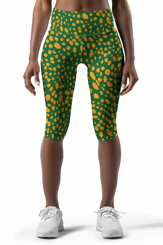 Collagen Ellie Green Abstract Printed Gym Yoga Capri Leggings - Women Comfortable Ribbed Waistband Leggings Collagen Ellie Green Abstract Printed Gym Yoga Capri Leggings - Women Comfortable Ribbed Waistband Leggings