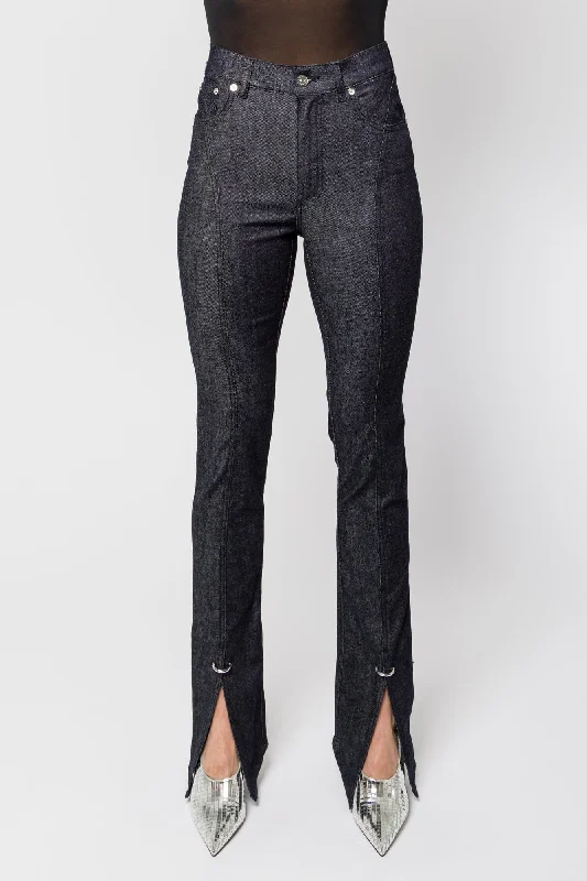 Mugler Stretch Raw Denim Trousers SS25 Trousers Palazzo Wide Leg
