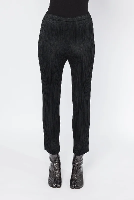 Pleats Please Issey Miyake Basics Tapered Trouser in Black Trousers Solid Black
