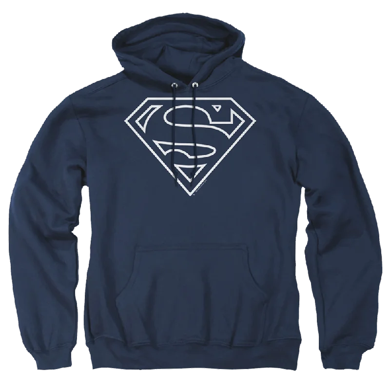 Superman Navy & White Shield - Pullover Hoodie Deep Neck Pullover