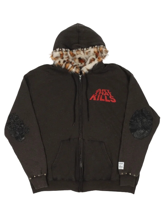 Art That Kills Fur Lined Hoodie Hoodie with Contrast Stitching Detailed Premium