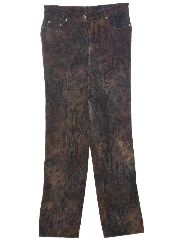 Corduroy Fabric Trousers - W29 L30 Trousers Elastic Waist Soft