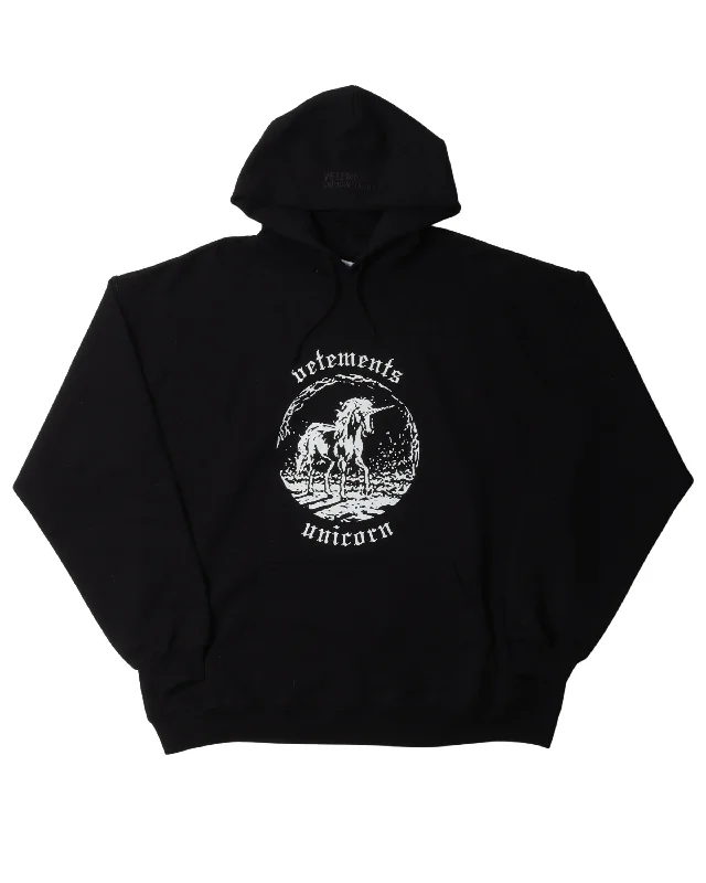 Oversized Unicorn Hoodie Hoodie with Mock Neck Collared Structured