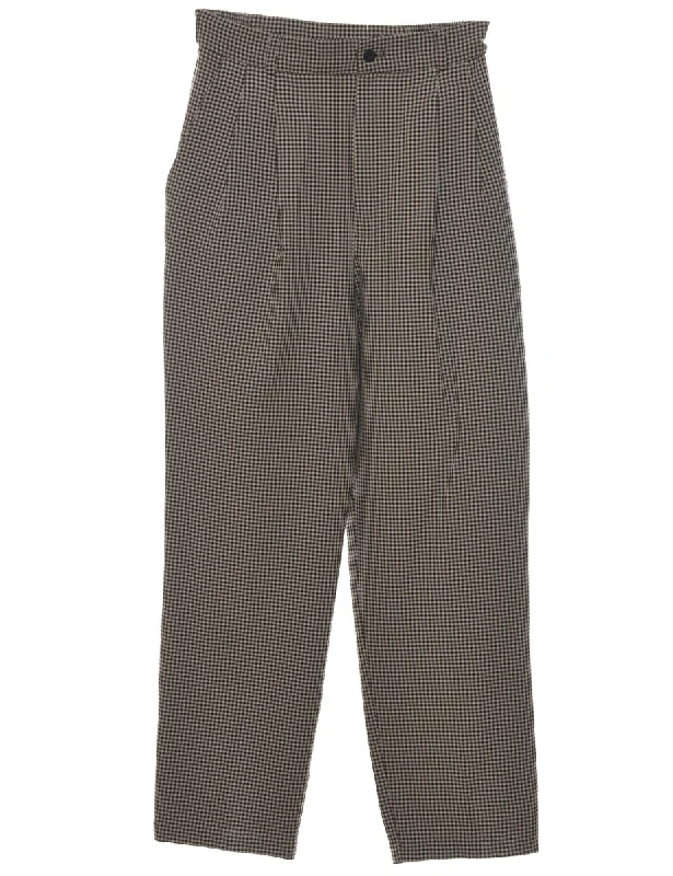 Checked Black & Beige Casual Trousers - W26 L26 Trousers Velvet Soft