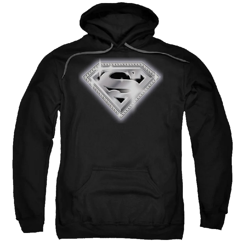 Superman Bling Shield - Pullover Hoodie Ruffled Neck Pullover