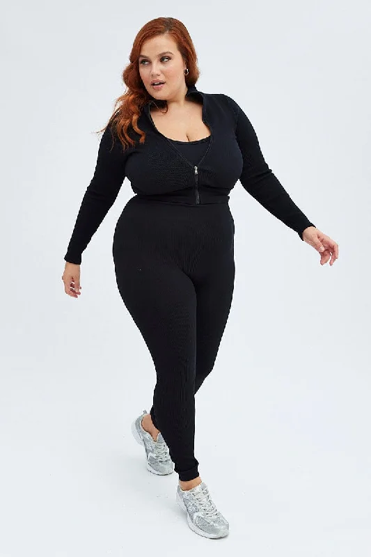 Black Leggings Seamless Activewear Comfortable Lounge Leggings