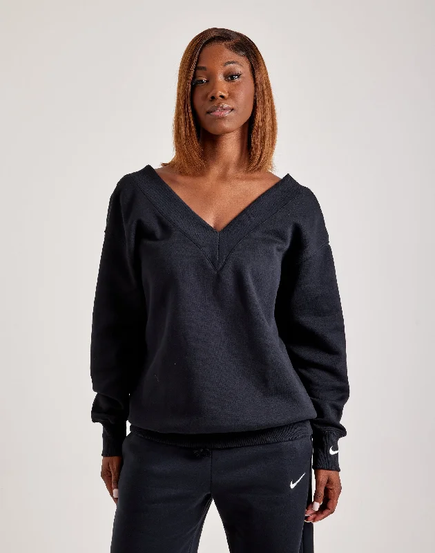 Nike Phoenix Fleece V-Neck Sweatshirt Hoodie with Toggle Buttons Decorative Unique
