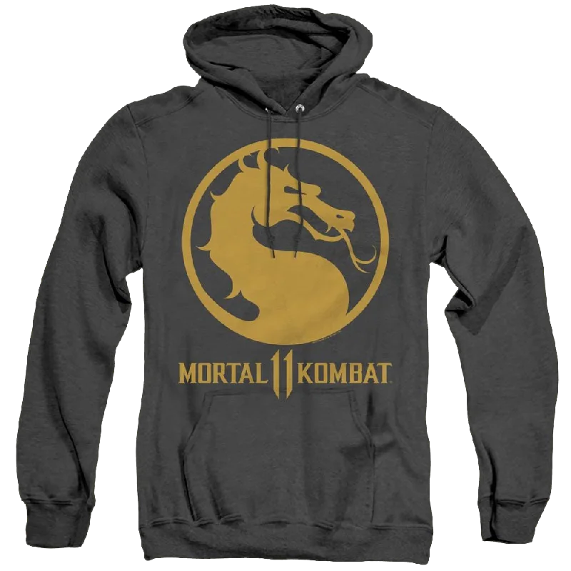 Mortal Kombat Dragon Logo - Heather Pullover Hoodie Scalloped Neck Pullover