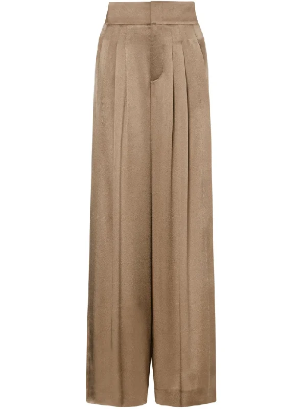 silk-satin palazzo beige trousers Trousers Party Sparkling