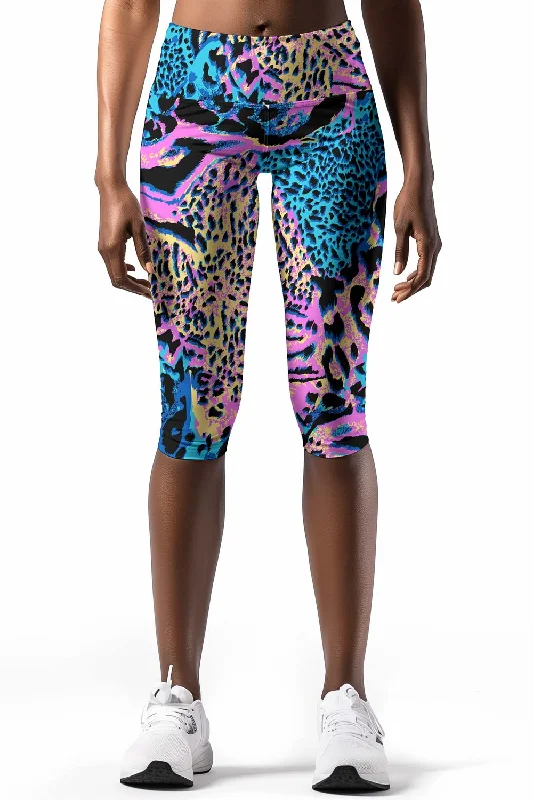 Trendsetter Ellie Blue & Pink Performance Yoga Capri Leggings - Women Trendy Activewear Leggings Trendsetter Ellie Blue & Pink Performance Yoga Capri Leggings - Women Trendy Activewear Leggings